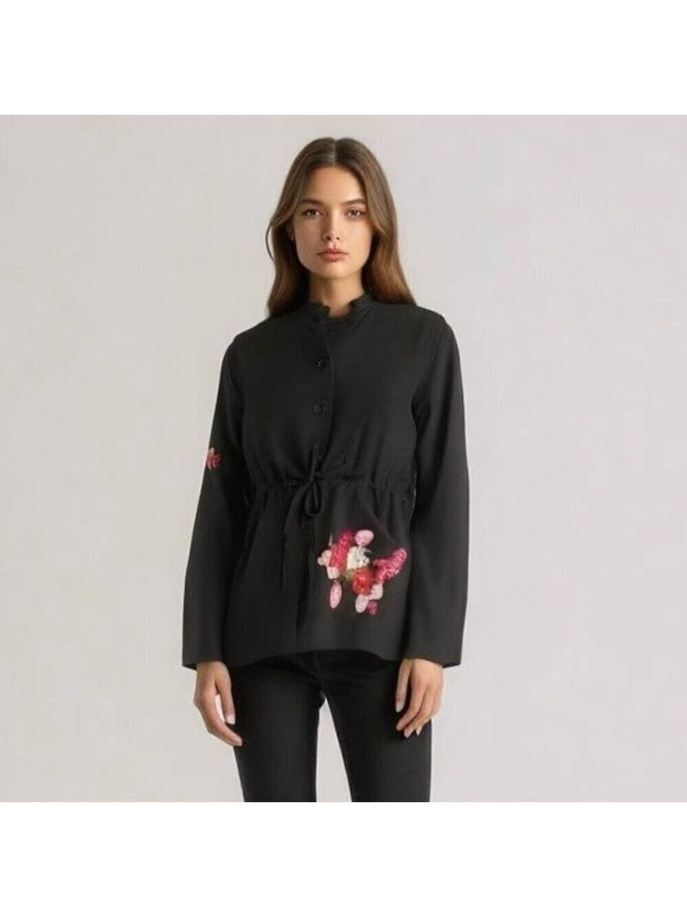 Iman Top Small Embroidered Drawstring Waist